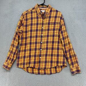 The Normal Brand Flannel Shirt Mens Medium Yellow Plaid Button Up Outdoors